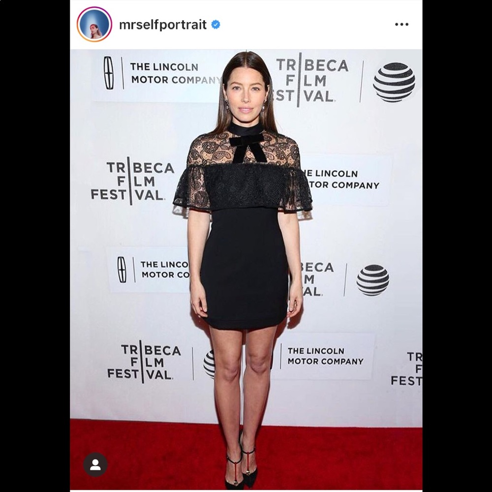 sold self portrait line lace mini dress black